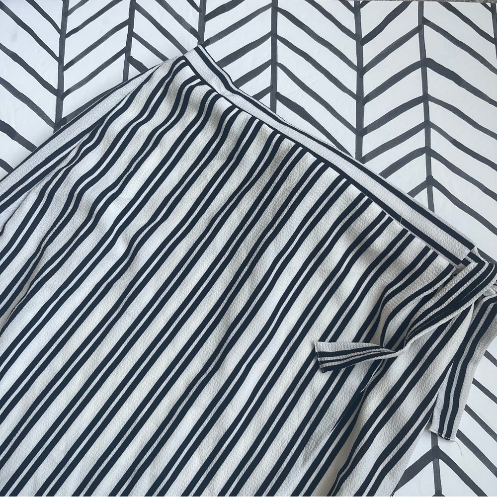 Lulus Striped Wrap Skirt Black and White
